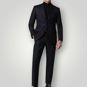 MICHAEL KORS Mens Two Piece Suit – 44R Blazer Jacket/38WX30 Pants Black Wool